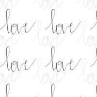 Seamless pattern with text love hand writing on white background vector