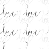 Seamless pattern with text love hand writing on white background vector