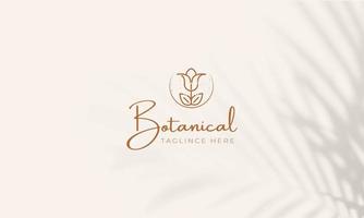 logotipo dibujado a mano con elementos florales botánicos con flores silvestres y hojas. logo para spa y salón de belleza, boutique, tienda orgánica, boda, diseñador floral, interior, fotografía, cosmética. vector