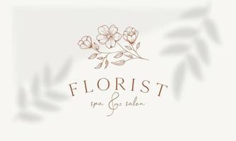 Botanical Floral element Hand Drawn Logo with Wild Flower and Leaves. Logo for spa and beauty salon, boutique, organic shop, wedding, floral designer, interior, photography, cosmetic. vector