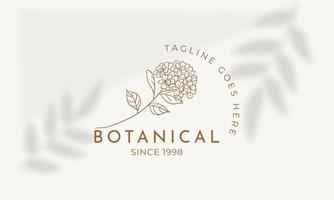 logotipo dibujado a mano con elementos florales botánicos con flores silvestres y hojas. logo para spa y salón de belleza, boutique, tienda orgánica, boda, diseñador floral, interior, fotografía, cosmética. vector