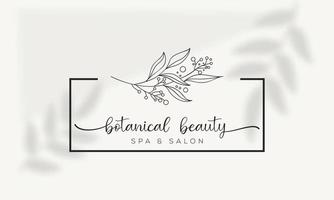 Botanical Floral element Hand Drawn Logo with Wild Flower and Leaves. Logo for spa and beauty salon, boutique, organic shop, wedding, floral designer, interior, photography, cosmetic. vector