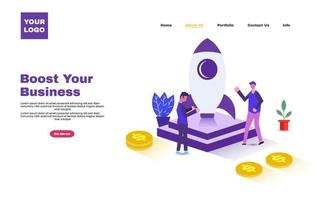 creative landing page design template boost your business illustration vector