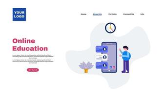 illustrator idea creative modern flat landing page template online education template vector