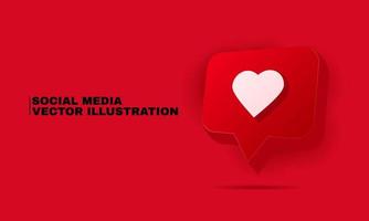 icono de notificaciones de redes sociales de vector creativo ilustración 3d realista