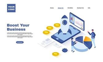 creative flat modern landing page design template boost your business illustration vector