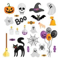 Set of different festive elements for halloween vector