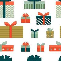 cajas de regalo con lazos.navidad, año nuevo, cumpleaños. patrón sin costuras ilustración vectorial lineal plana vector