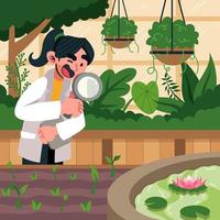 Scientist Observing Plants vector