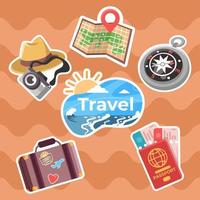 Travelling Elements Sticker Set vector