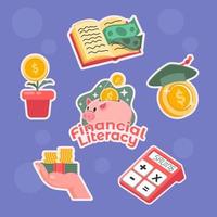 Cool Financial Literacy Stickers vector