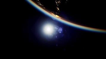 Space, Sun and planet Earth at Night photo