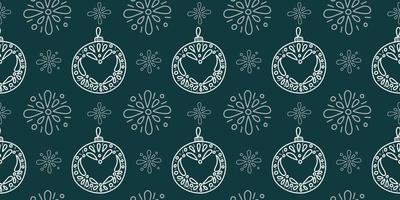 pattern for new year and Christmas with Christmas tree balls on a dark background for printing on fabric and packaging vector