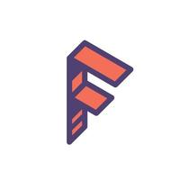 Logo, sign of the letter F. Vector. Linear, outline icon. Isometry, 3D. Colored capital flat letter. Brand company. The symbol is isolated on a white background. Element from the alphabet set. vector