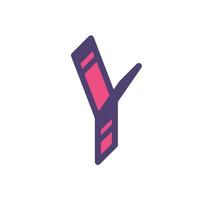 Logo, sign of the letter Y. Vector. Linear, outline icon. Isometry, 3D. Colored capital flat letter. Brand company. The symbol is isolated on a white background. Element from the alphabet set. vector