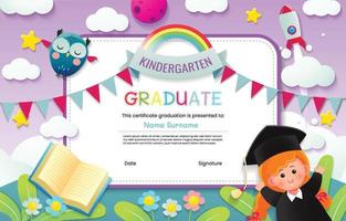 Kindergarten Graduation Certificate template vector