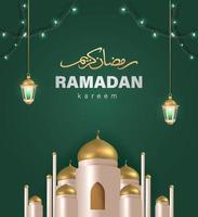 Ramadan Kareem Design with 3D Realistic Islamic Ornament Vector Illustration