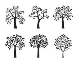 Set Trees and Black Leaves. Vector Illustration.