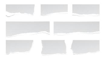 colección de tiras de papel rasgado blanco. vector