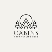 simple line art cabins logo design vector image