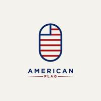 diseño minimalista abstracto del icono del logotipo de la bandera americana vector