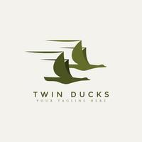 twin ducks minimalist modern logo icon design vector