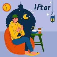 Praying Preparation for Iftar vector