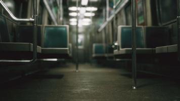 Inside of the old non-modernized subway car in USA photo