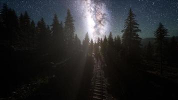 The milky way above the railway and forest photo