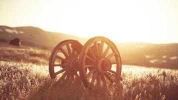 historic war gun on the hill at sunset photo