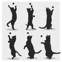 silueta de gato jugando a la pelota vector
