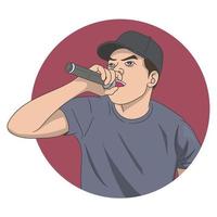 ilustración de cantante de hip hop vector