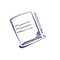 Outline illustration of a notebook with a pencil. vector