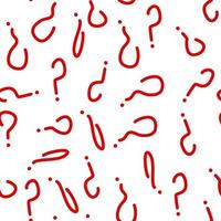 vector seamless pattern with red question marks on a white background.