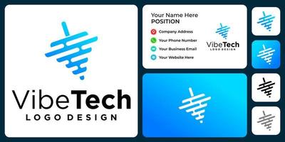 Spinning technology logo design with business card template. vector