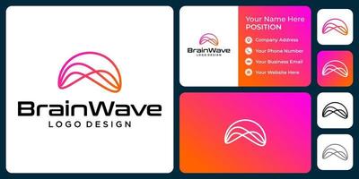 Abstract brain logo design with business card template. vector