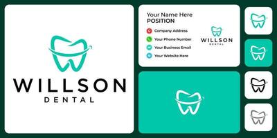 diseño de logotipo dental con monograma de letra w con plantilla de tarjeta de visita. vector