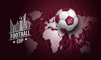 copa de fútbol 2022, fútbol, afiche deportivo, fondo conceptual del mapa mundial vector