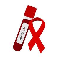 An HIV testing kit with a laboratory test tube for blood analysis. Vector illustration.