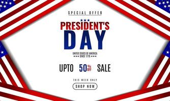 President day background sales promotion advertising banner template with american flag design vector