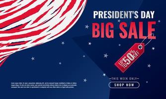 President day background sales promotion advertising banner template with american flag design vector