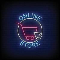 Online Store Neon Signs Style Text Vector