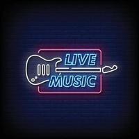 Live Music Neon Signs Style Text Vector