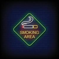 Smoking Area Neon Signs Style Text Vector