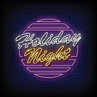 Holiday Night Neon Signs Style Text Vector