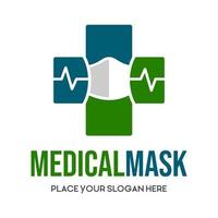 Medical mask vector logo template. This design use cross symbol. Suitable for health business.