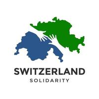 plantilla de logotipo de vector de solidaridad suiza. este diseño usa mapa y símbolo de mano. Apto para comunidad.