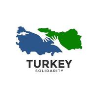plantilla de logotipo de vector de solidaridad de Turquía. este diseño usa mapa y símbolo de mano. Apto para comunidad.