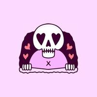 Lovely skull for valentine, illustration for t-shirt, poster, sticker, or apparel merchandise. With cartoon style. vector