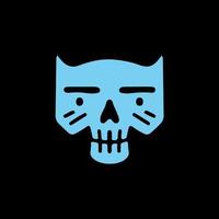 Funny cat skull head illustration. Vector graphics for t-shirt prints and other uses.